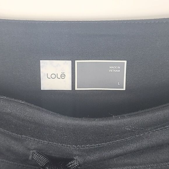 LOLE womens large black pull on tie waist jogger pants stretchy pockets nwot - Picture 3 of 7